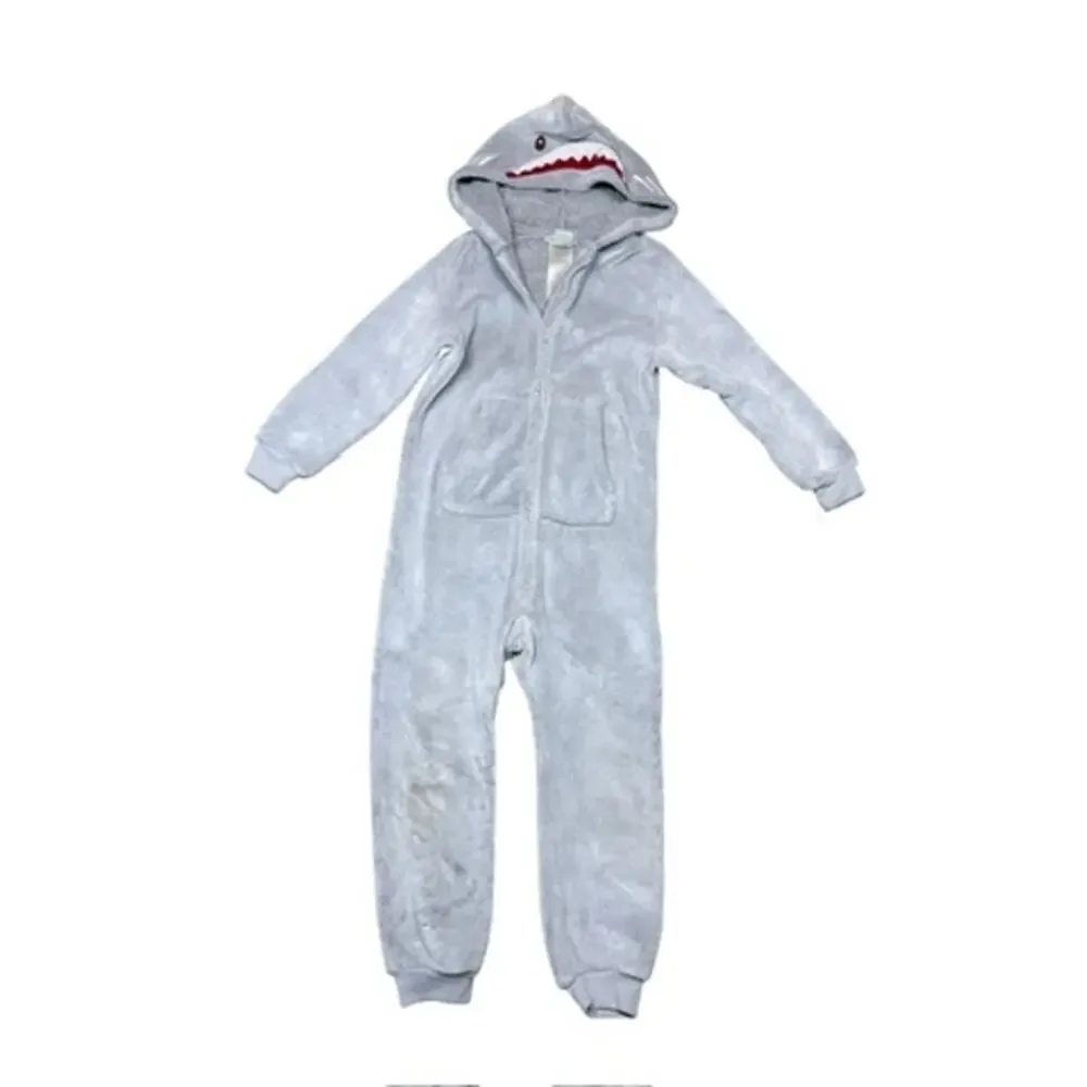 Pottery Barn Kids Shark Hooded Fleece Sleeper Costume Size Toddler 4-6